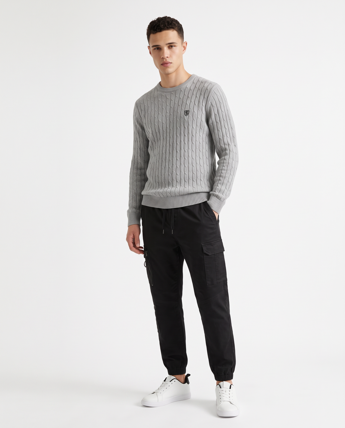 Pantaloni Jogger Cargo Fit con Tasche - Nero