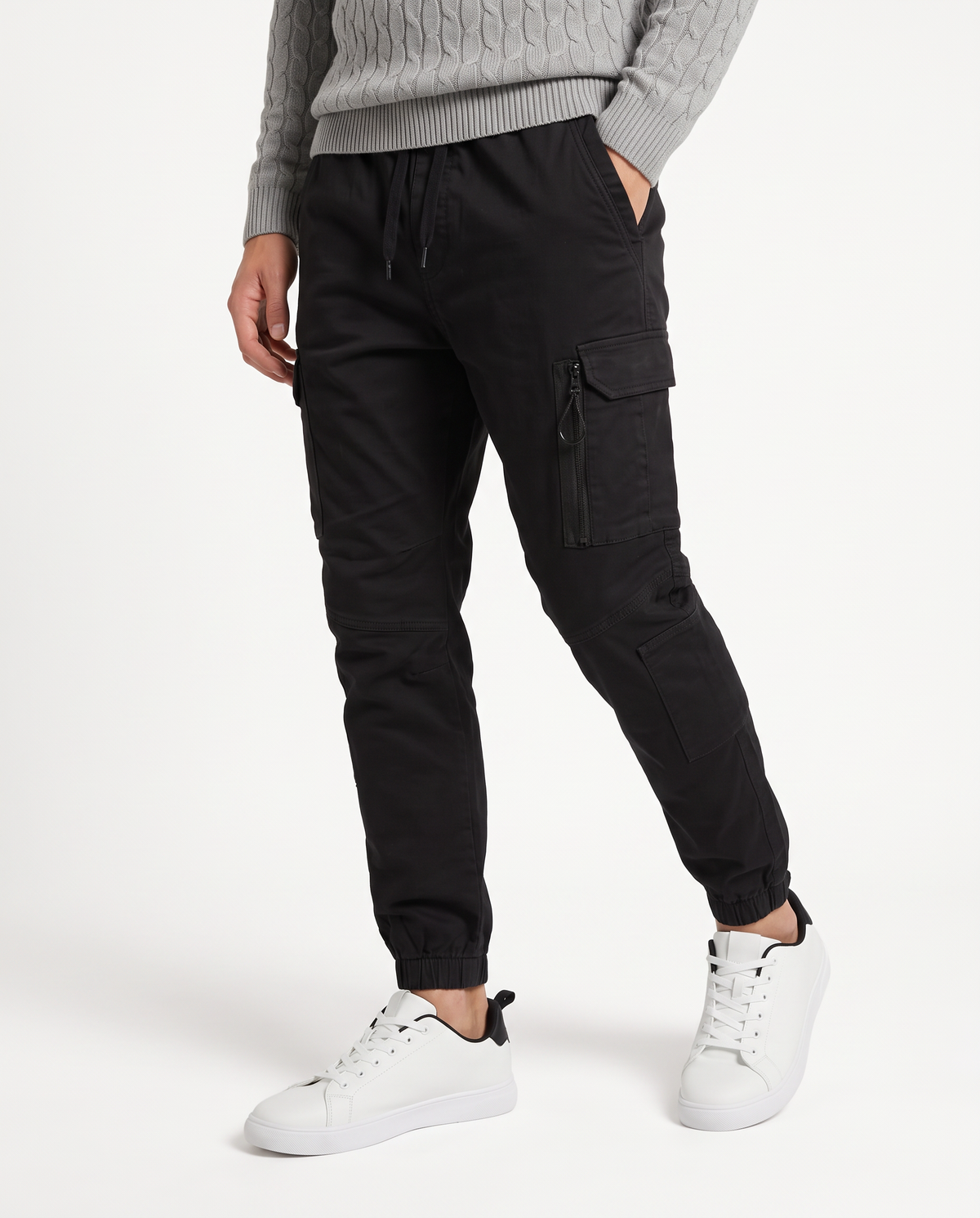 Pantaloni Jogger Cargo Fit con Tasche - Nero