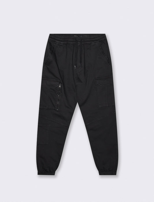Cargo Fit Jogger Pants with Pockets - Black