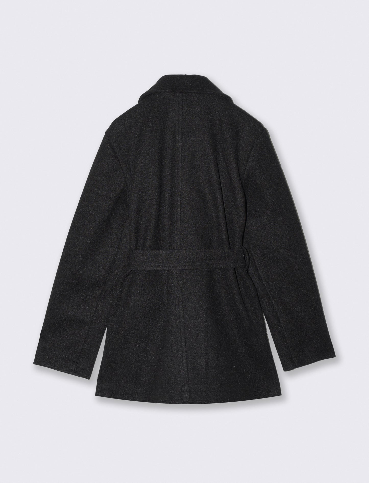 Soft fabric coat with belt - Black