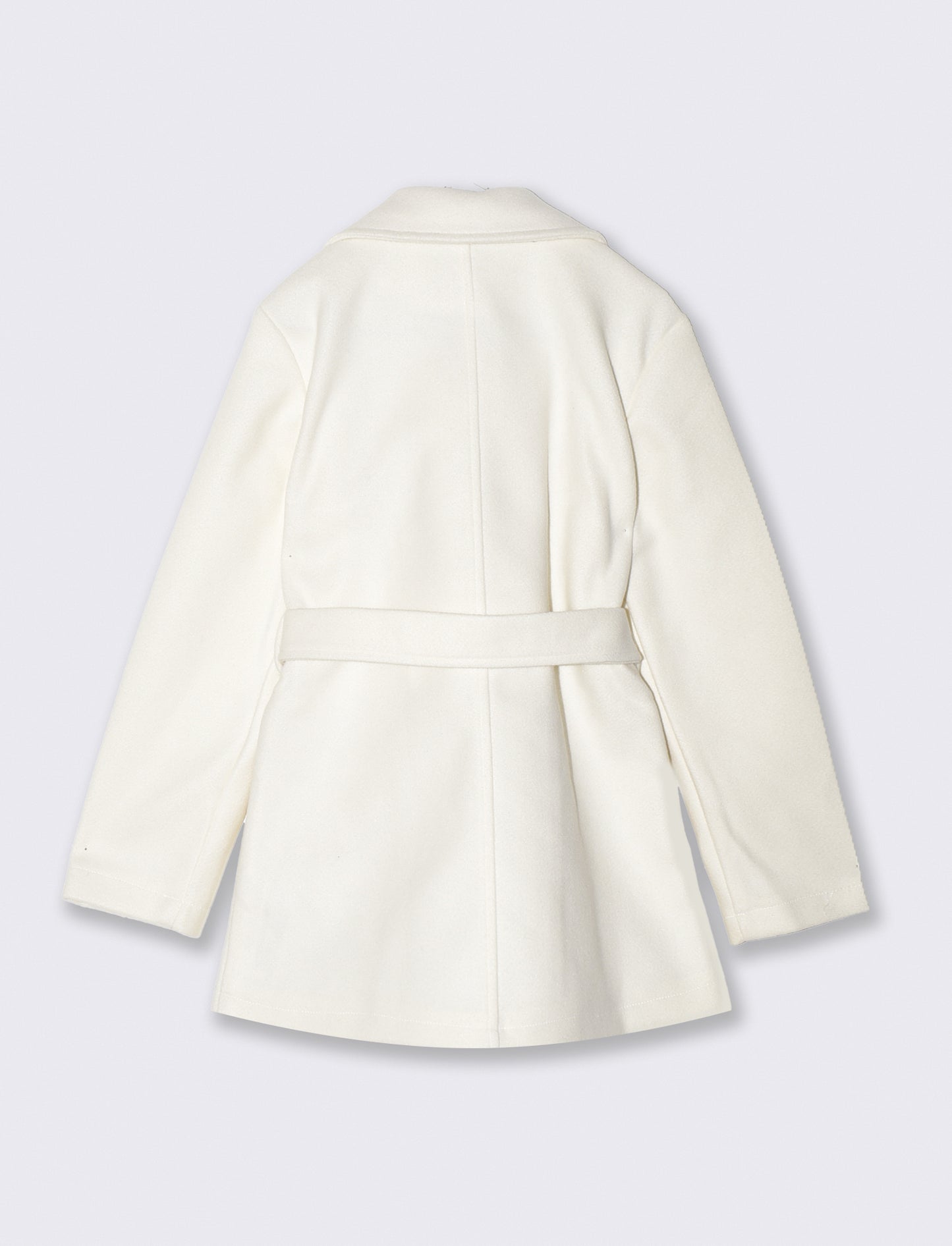 Soft fabric coat with belt - White