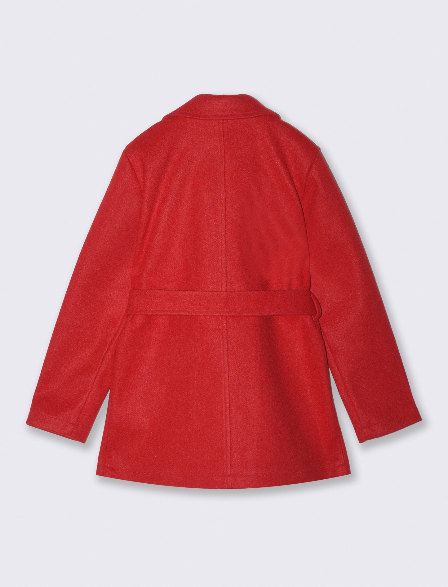 Soft fabric coat with belt - Red