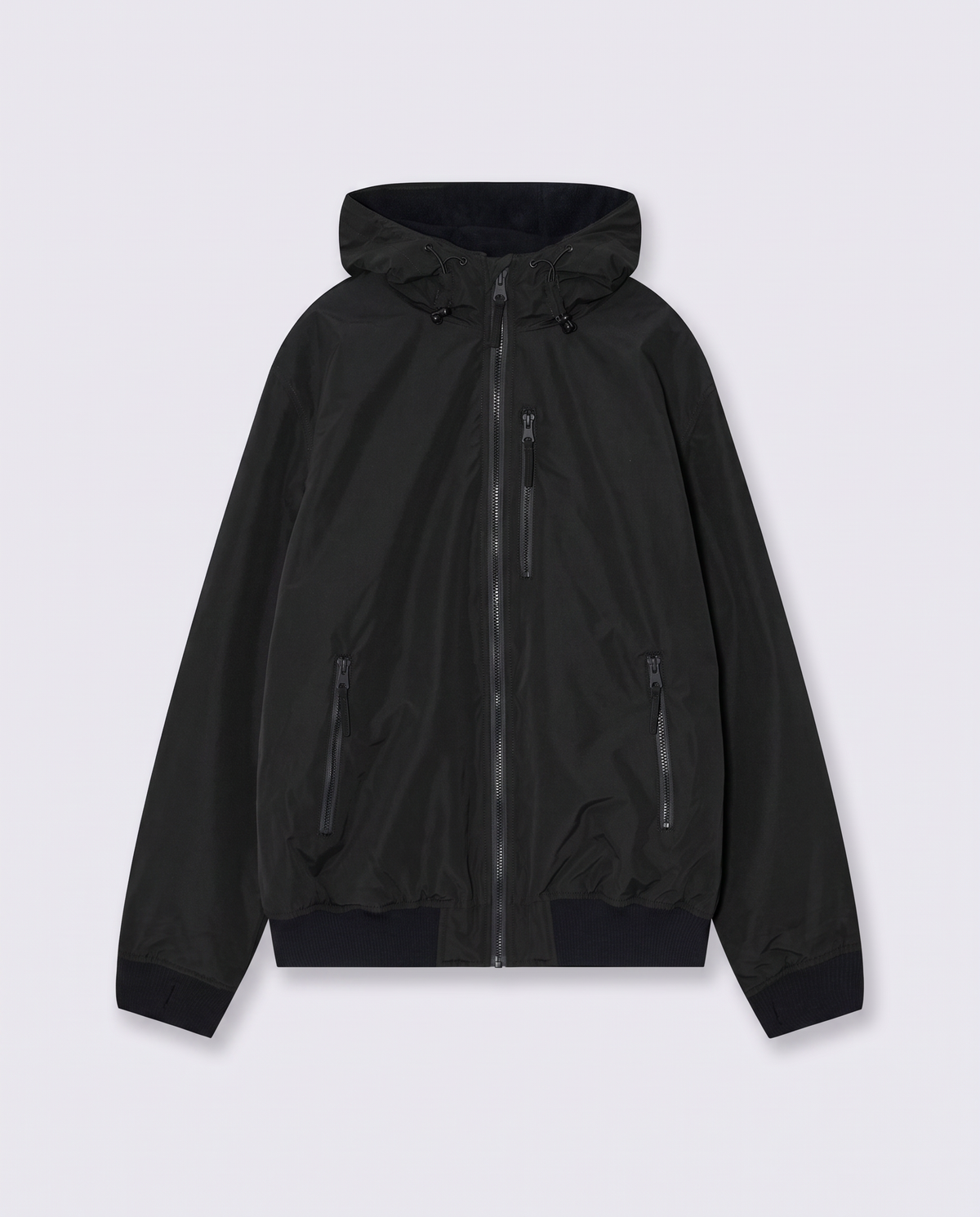 Padded jacket with hood and pockets - Black