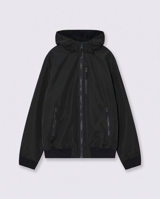 Padded jacket with hood and pockets - Black