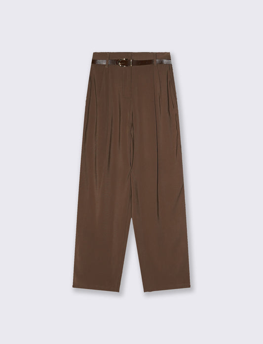 Pantalone baggy con cintura - Moro
