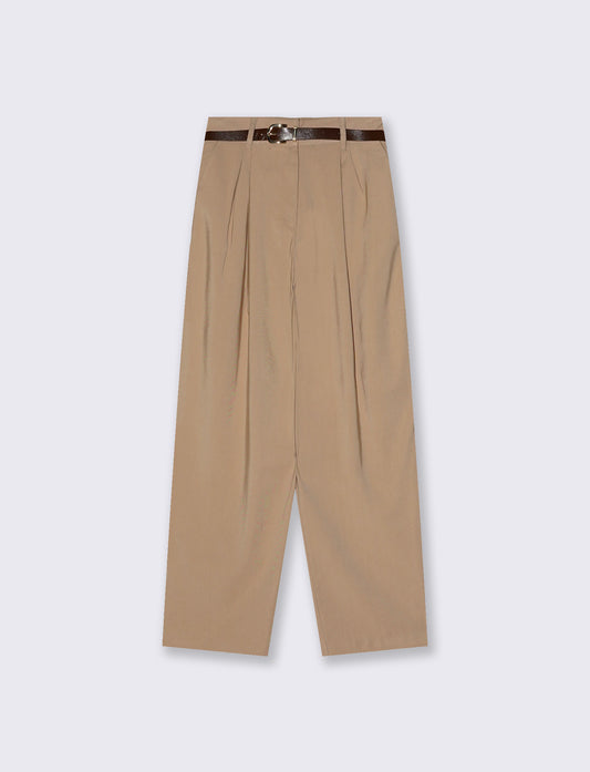 Pantalone baggy con cintura - Cammello
