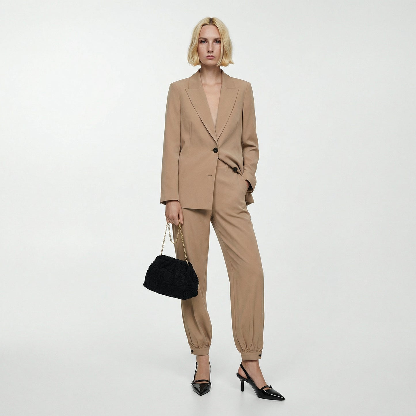 Chino pants with elastic bottom - BROWN