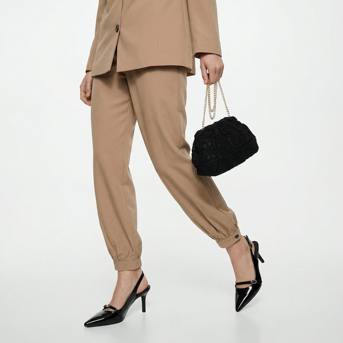 Chino pants with elastic bottom - BROWN