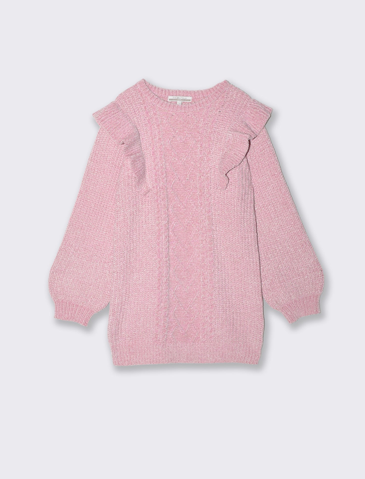 Abito in ciniglia con trecce metallizzate - Rosa polvere
