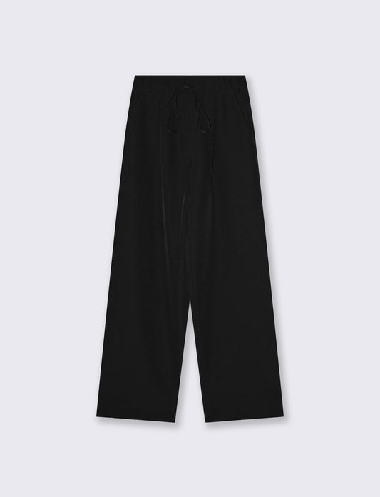 Pantalone largo con coulisse in vita - Nero
