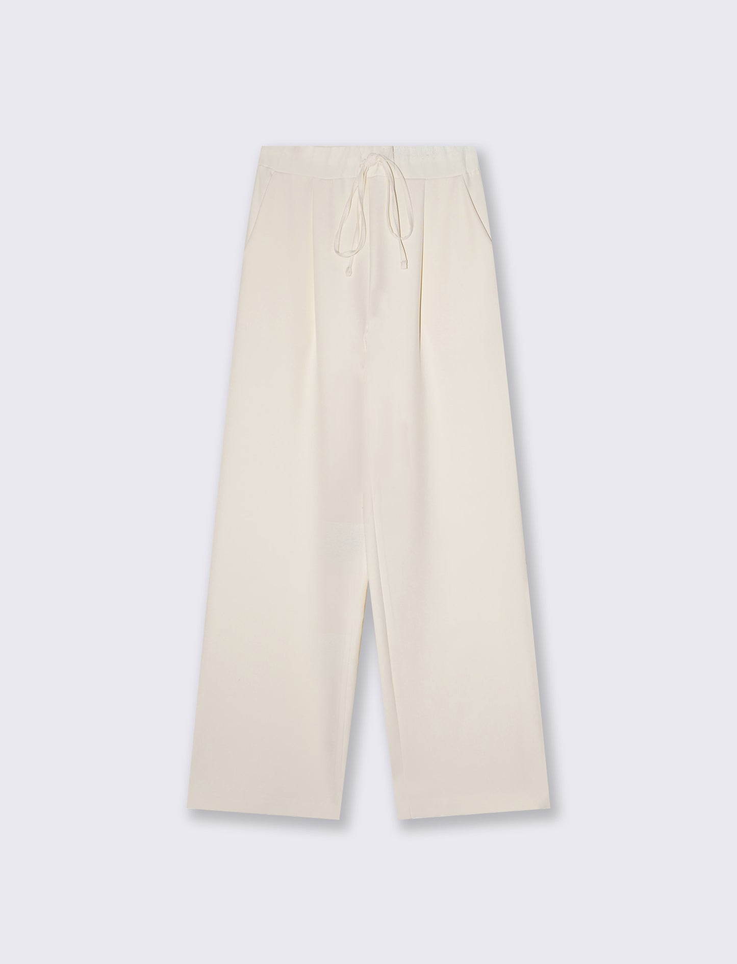 Pantalone largo con coulisse in vita - Bianco panna