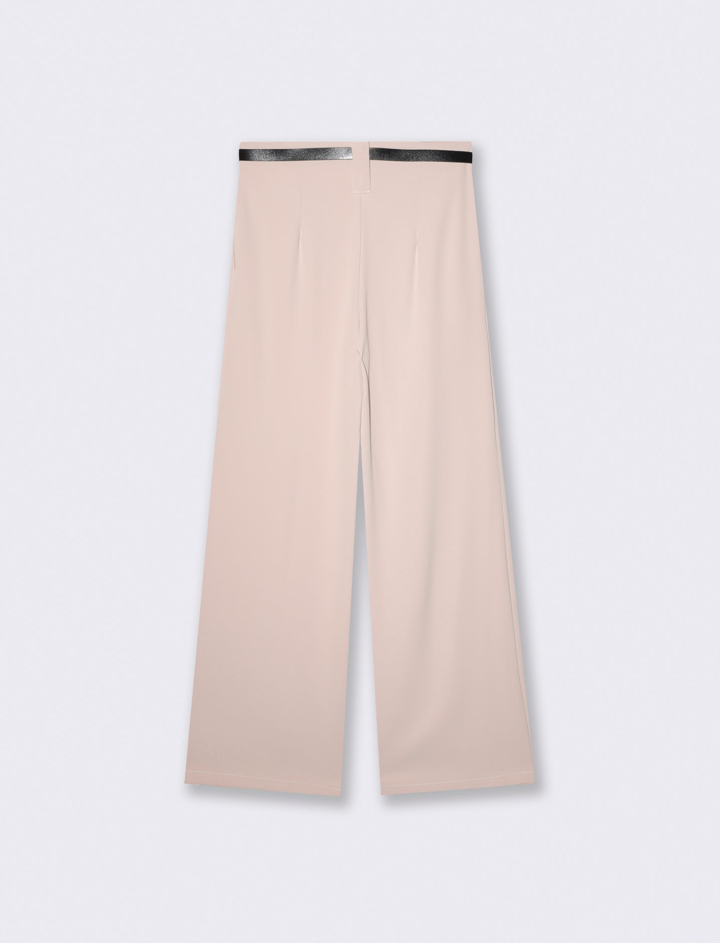 Pantalone con Pieghe e Cintura - Beige