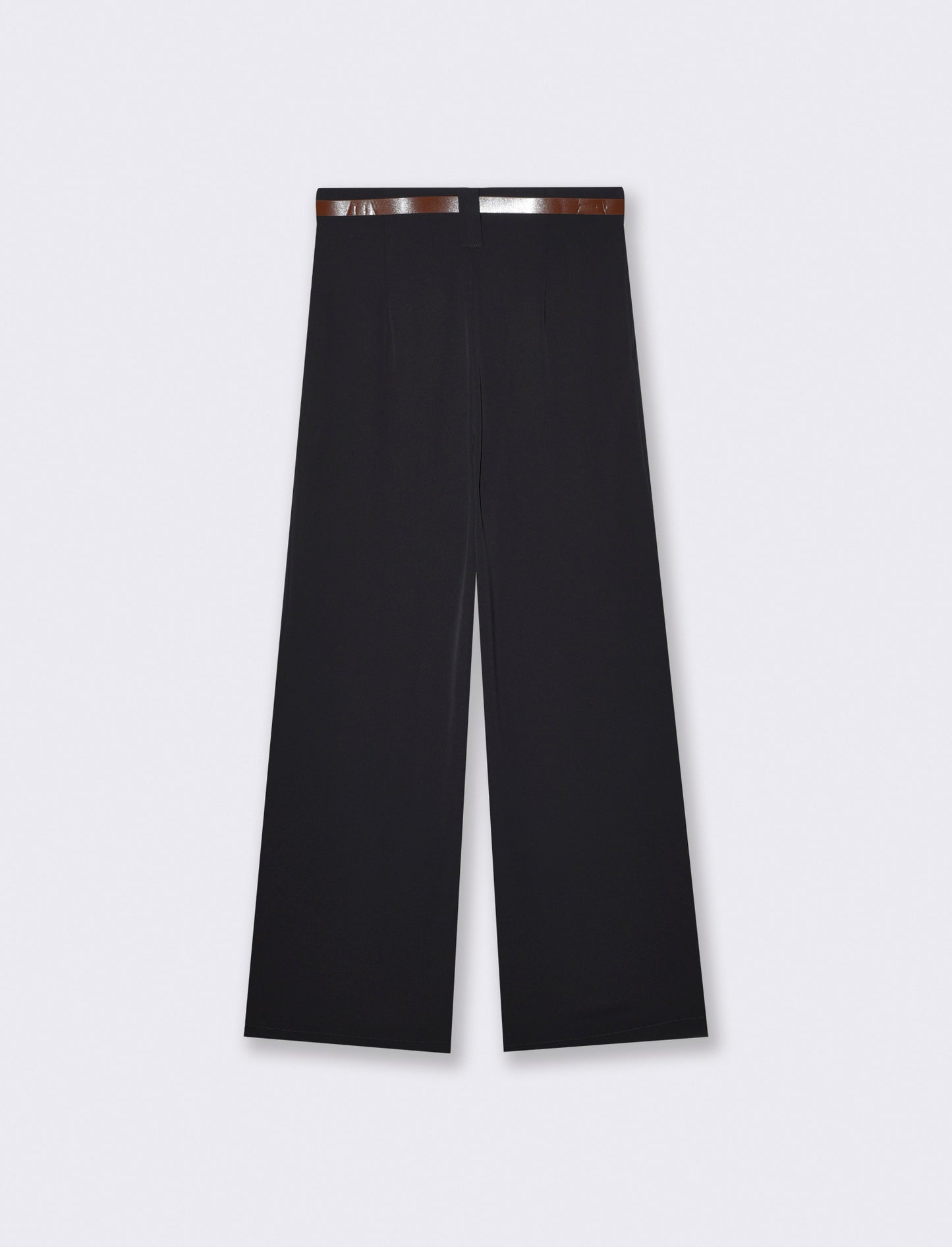 Pantalone con Pieghe e Cintura - Nero