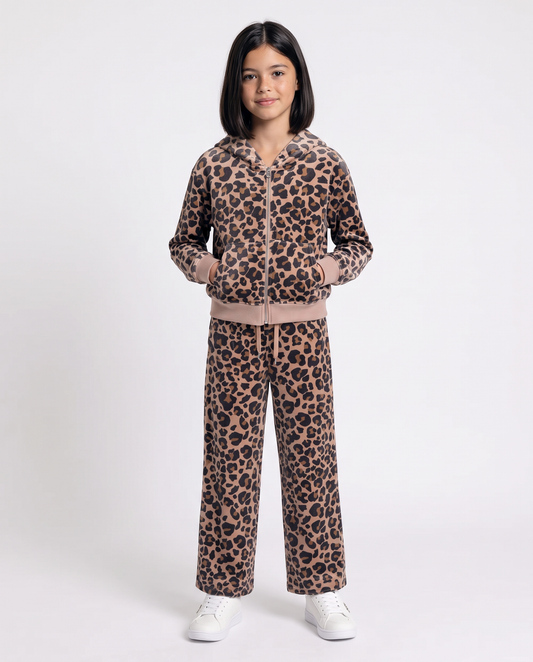 Leopard Print Hoodie with Zip - Animalier