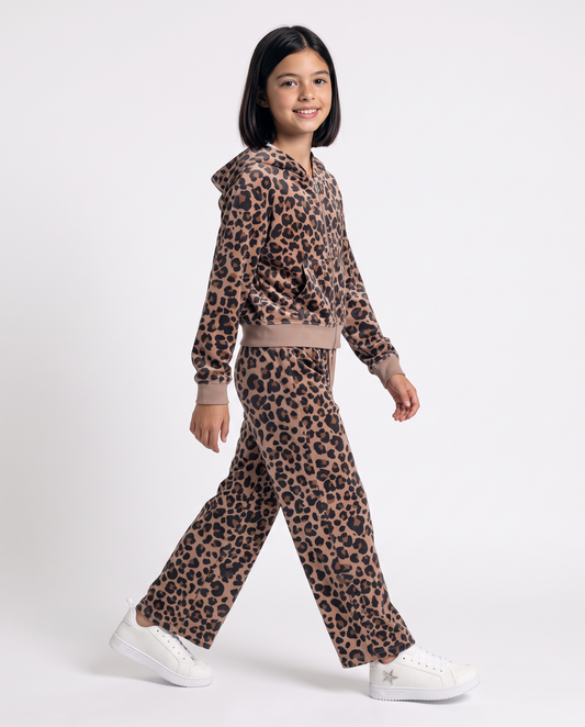 Wide velvet leopard print joggers - Animalier