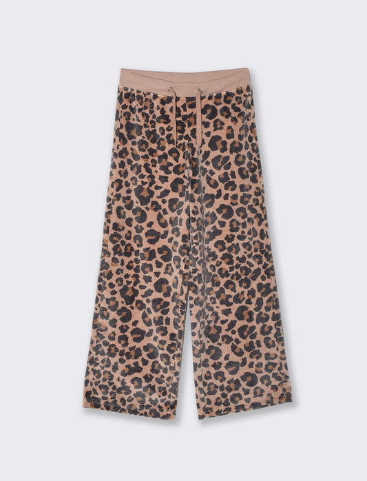 Jogger leopardati in ciniglia ampia - Leopardato