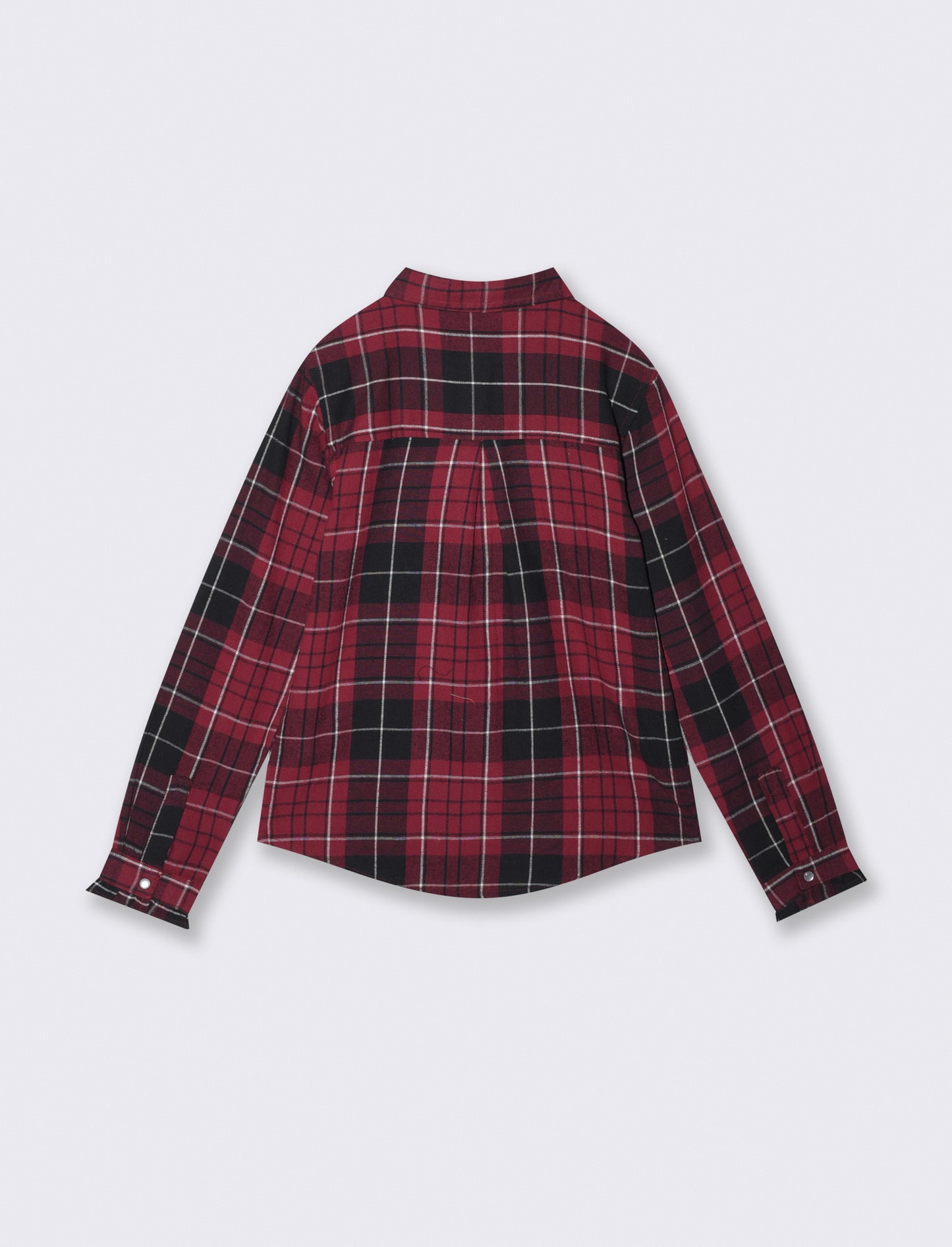 Camicia in flanella manica lunga con rouches - Bordeaux