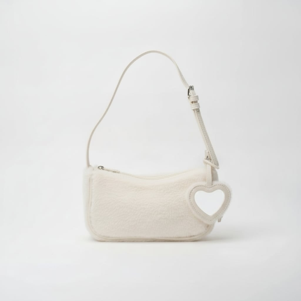 Pochette bambina in pelliccia con specchietto - Bianco sporco