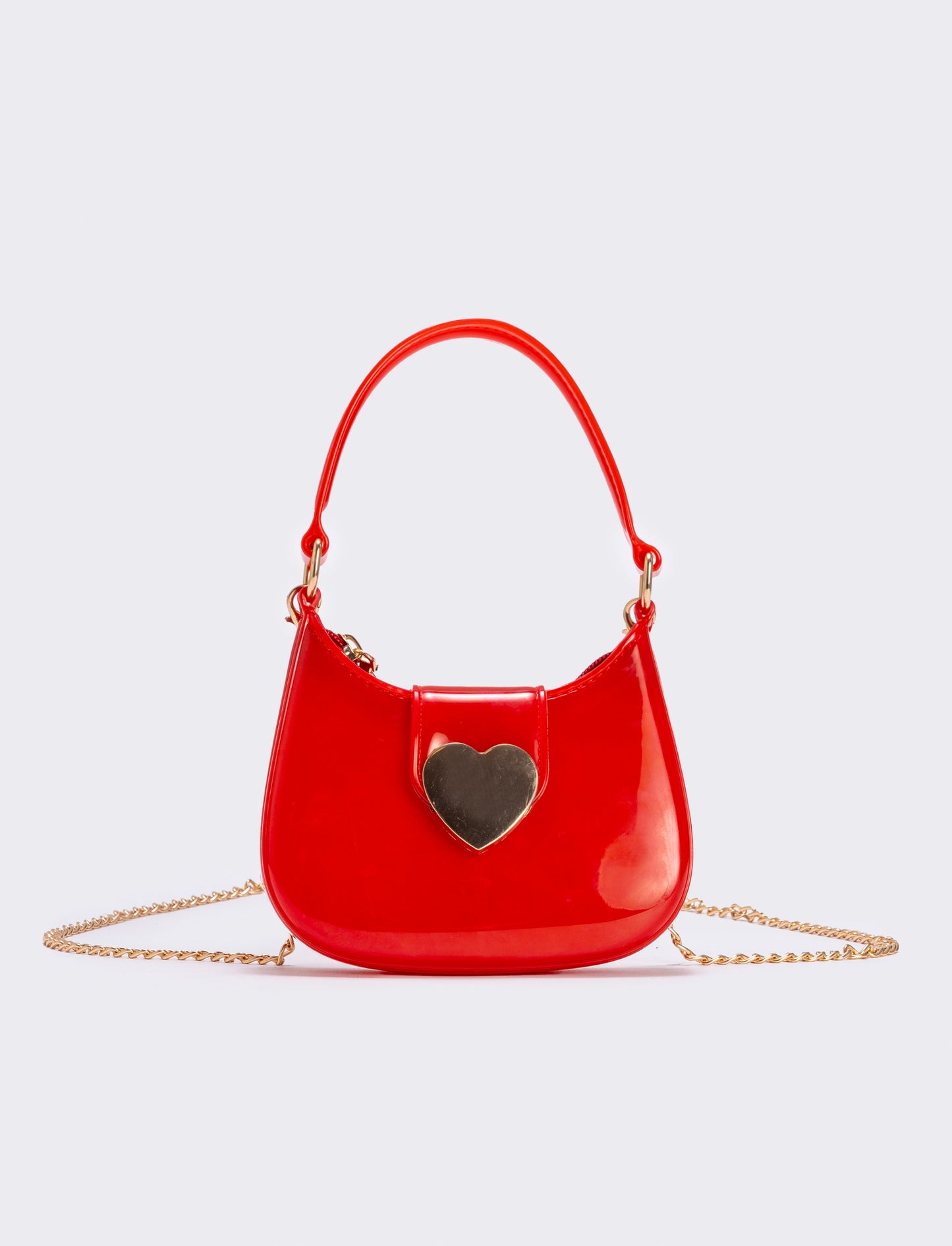 Borsetta bambina con patta chiusura cuore metallo - Rosso