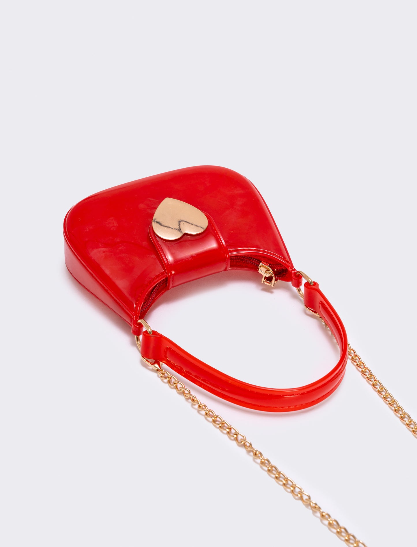 Borsetta bambina con patta chiusura cuore metallo - Rosso