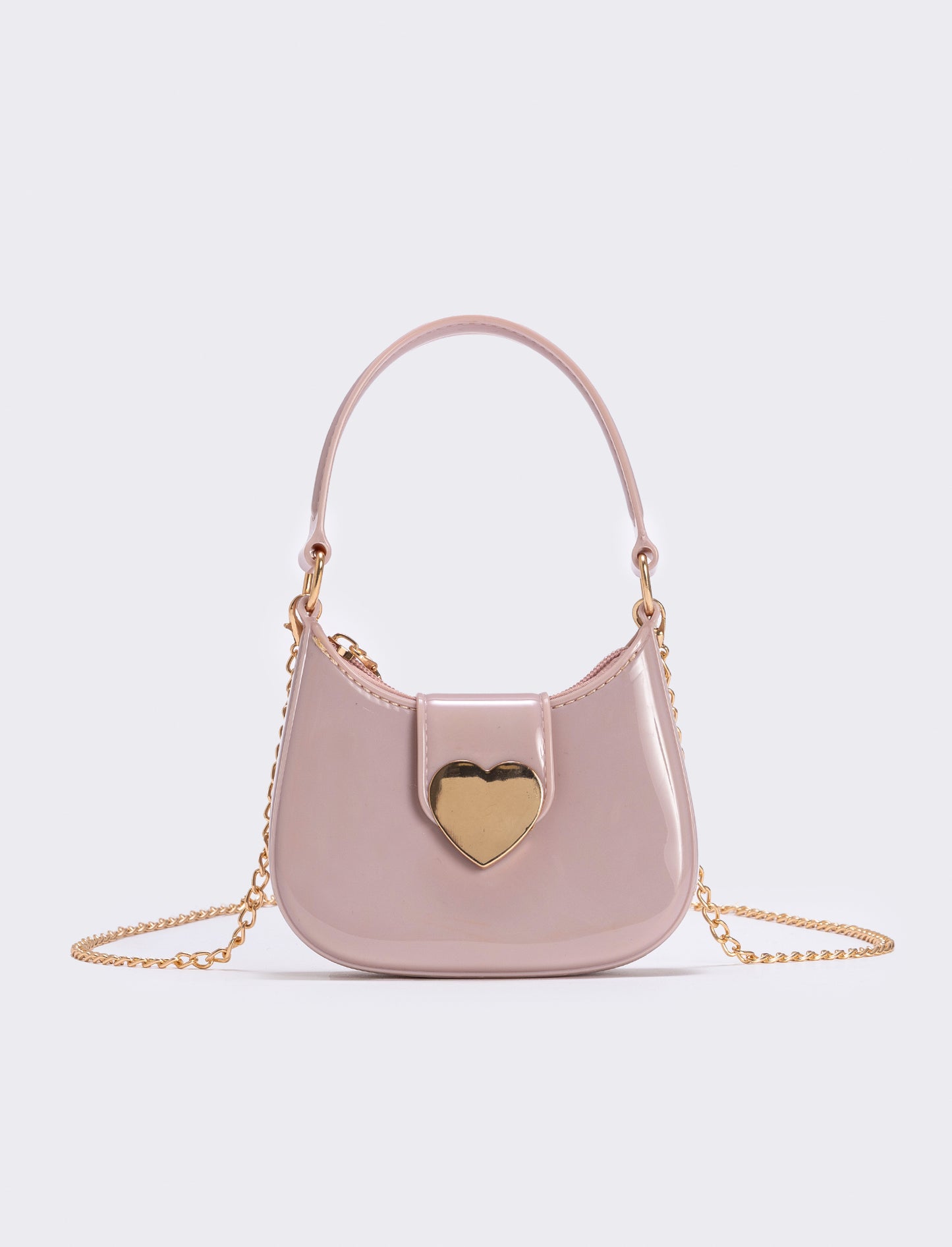 Borsetta bambina con patta cuore metallo - Rosa