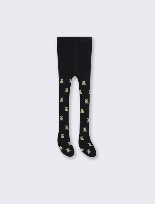 Warm Basic Socks with Teddy Bears - Black