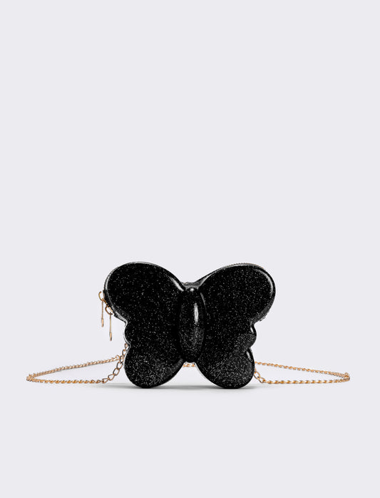 Borsetta farfallina glitter per bambina - Nero