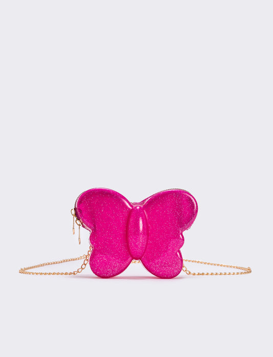 Borsetta farfallina glitter per bambina - Fuxia