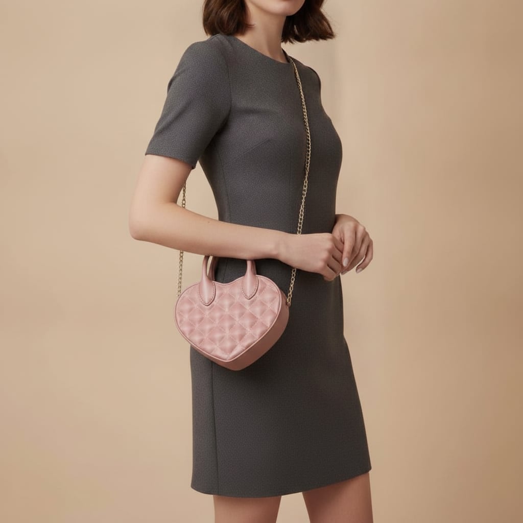 Borsetta bambina cuore trapuntato rosa - Rosa