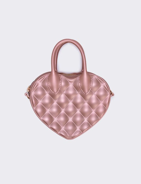Borsetta bambina cuore trapuntato rosa - Rosa