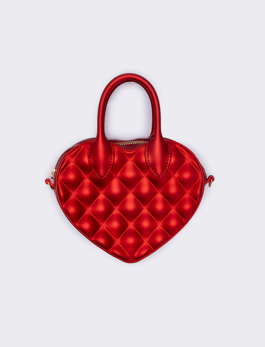 Borsetta bambina cuore trapuntato rosa - Rosso