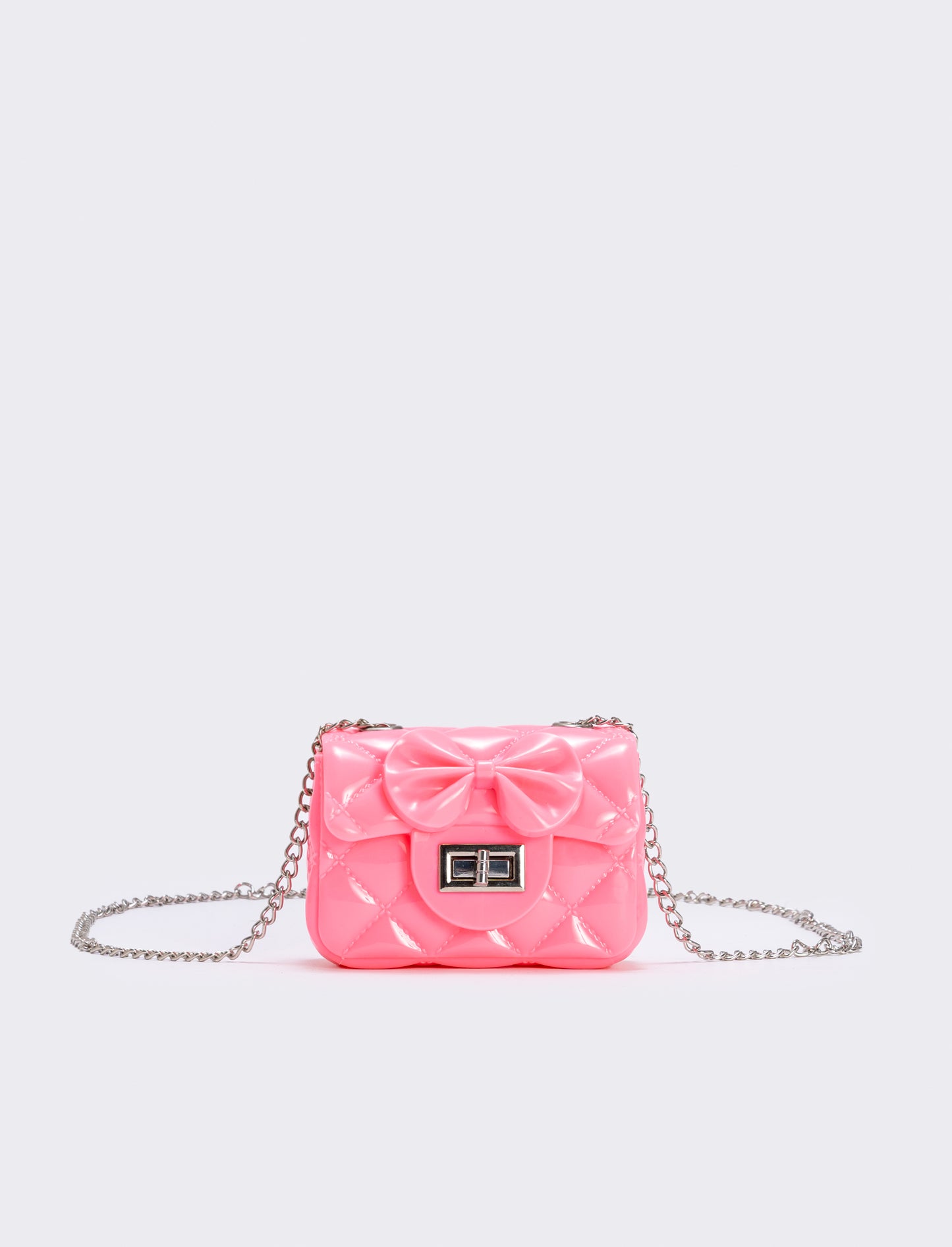 Quilted girls' handbag with bow - Pink