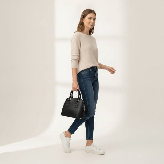 Bauletto donna soft touch con tracolla - Nero