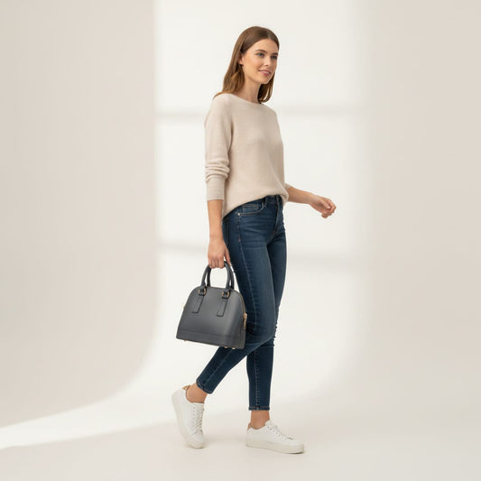 Bauletto donna soft touch con tracolla - Grigio