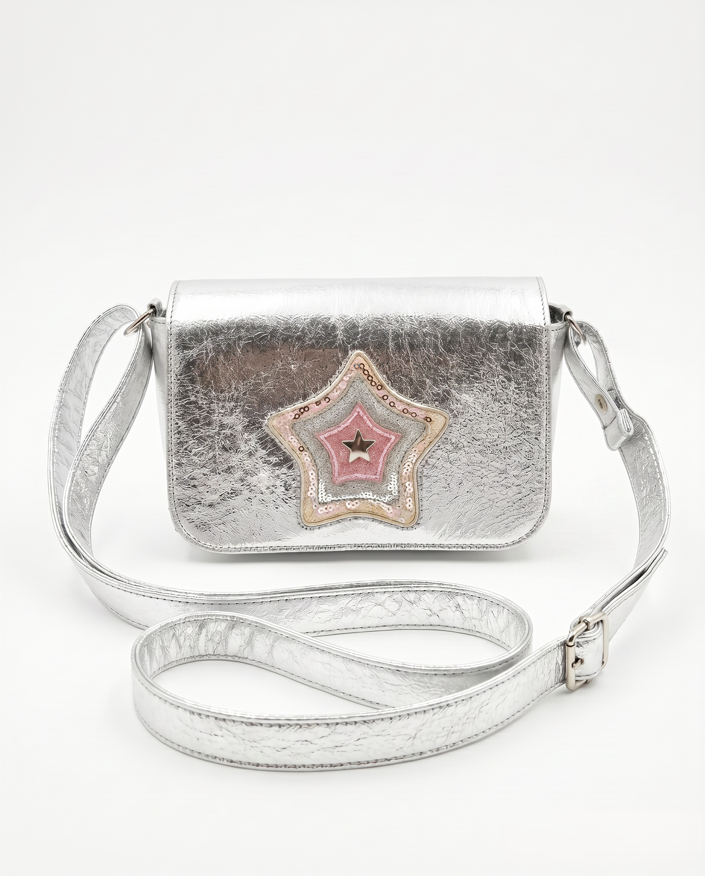 Borsetta con stella glitter metallizzata - Argento
