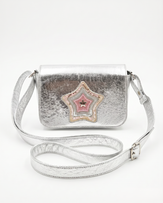 Borsetta con stella glitter metallizzata - Argento