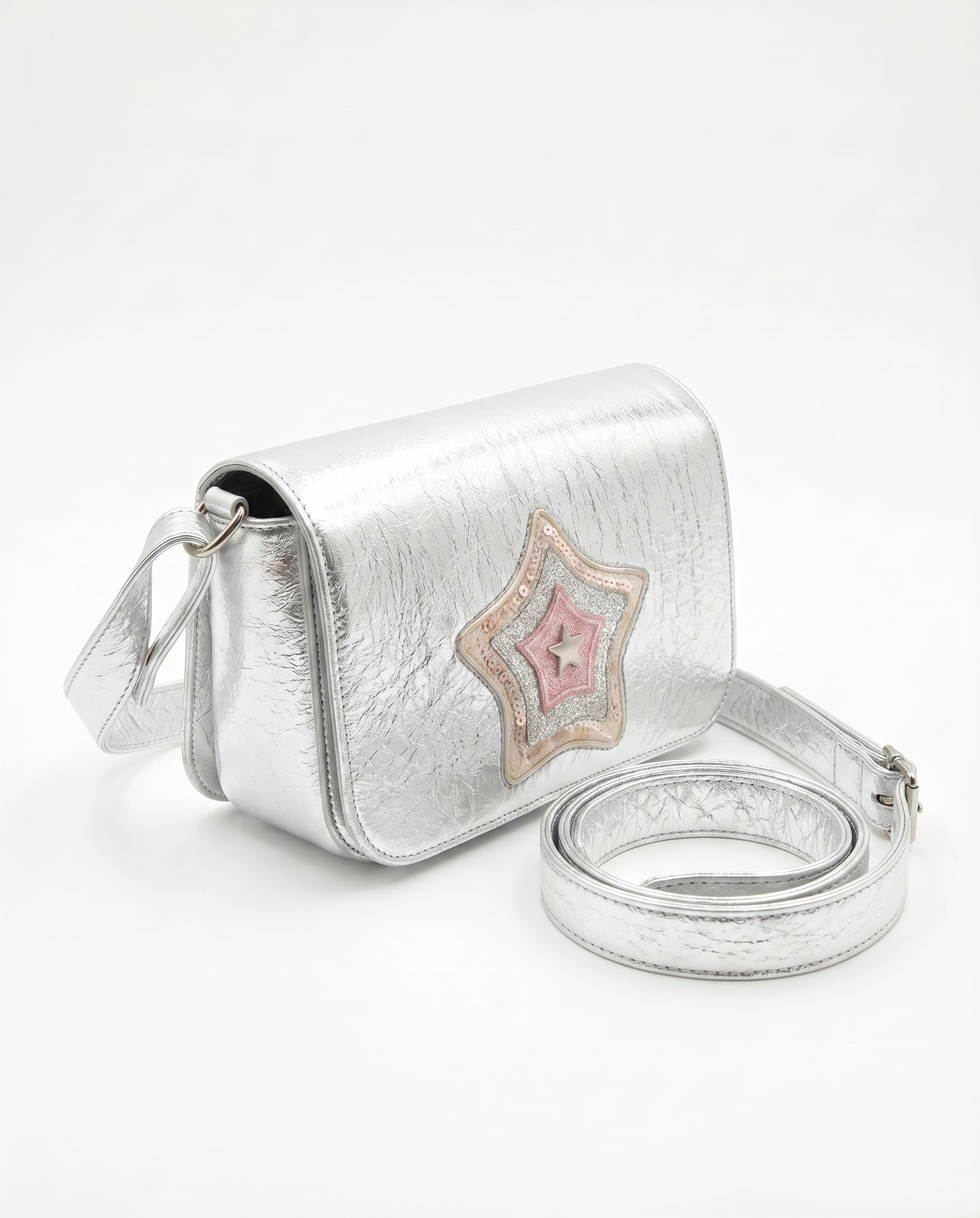 Borsetta con stella glitter metallizzata - Argento