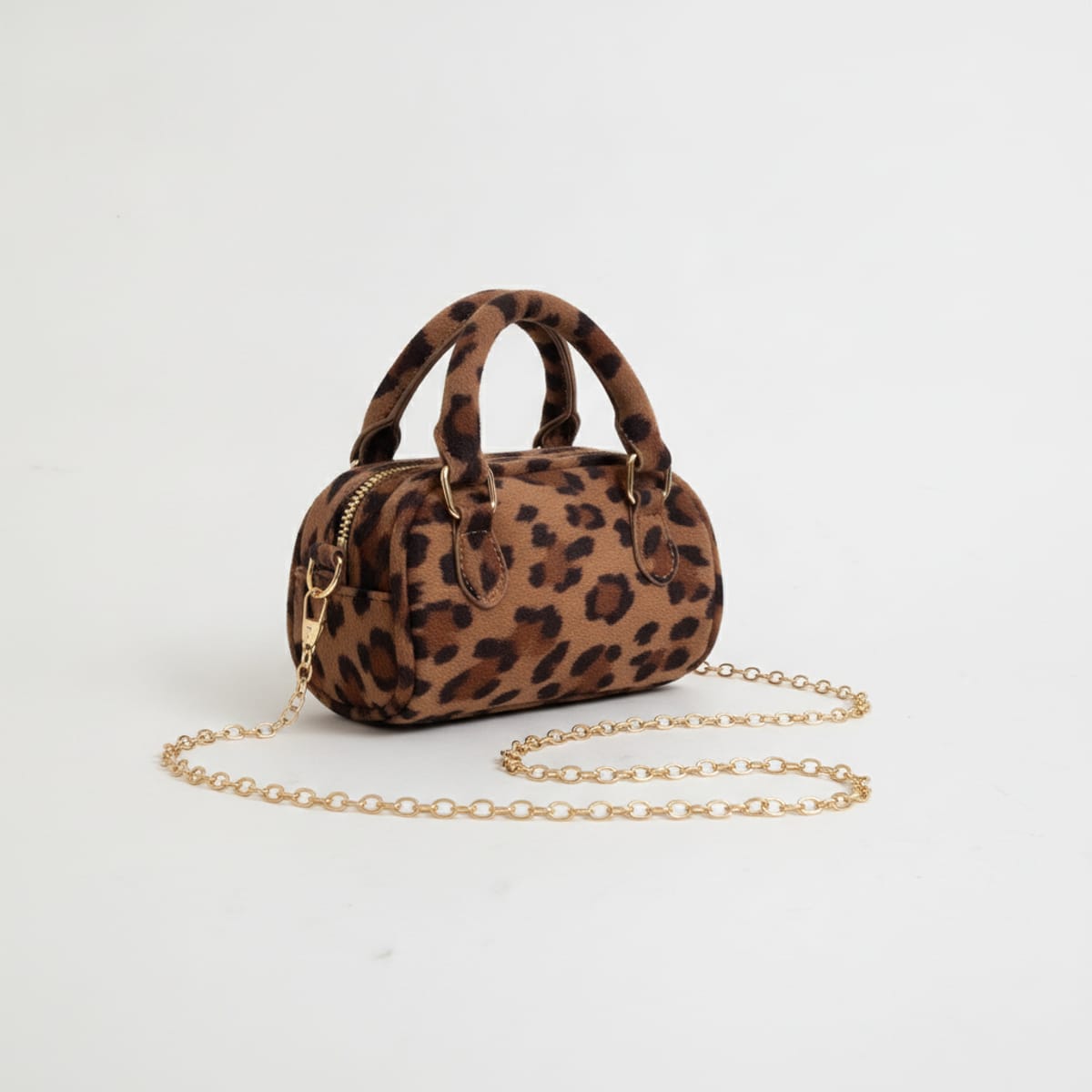 Oval handbag with suede handles - Animalier