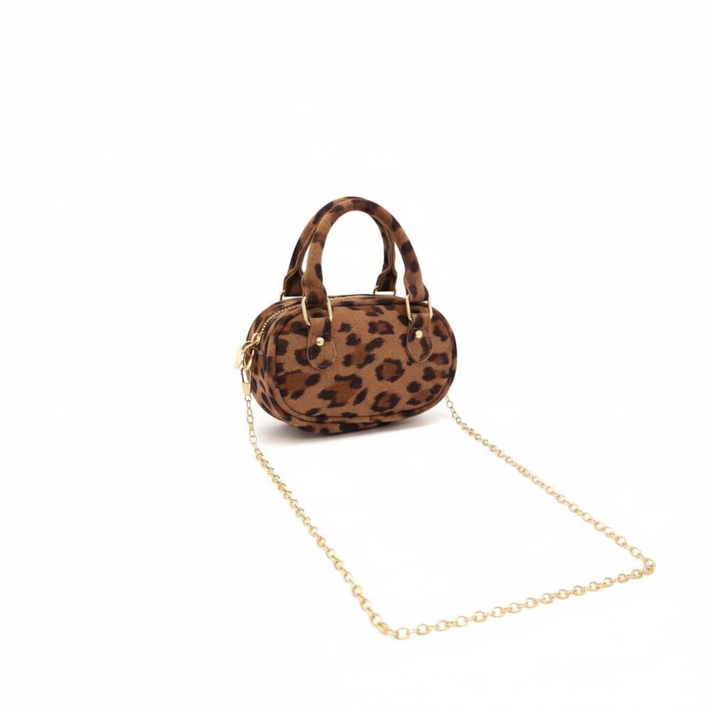 Oval handbag with suede handles - Animalier