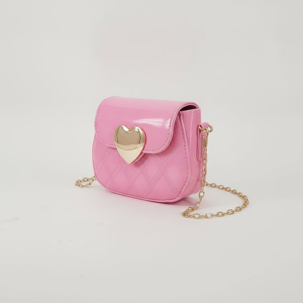 Shiny bag with metallic heart - Pink