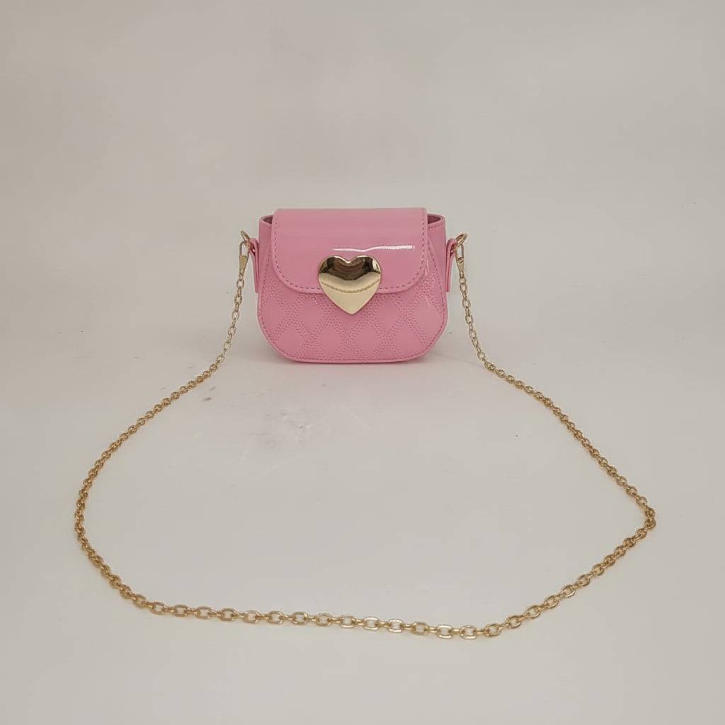 Shiny bag with metallic heart - Pink