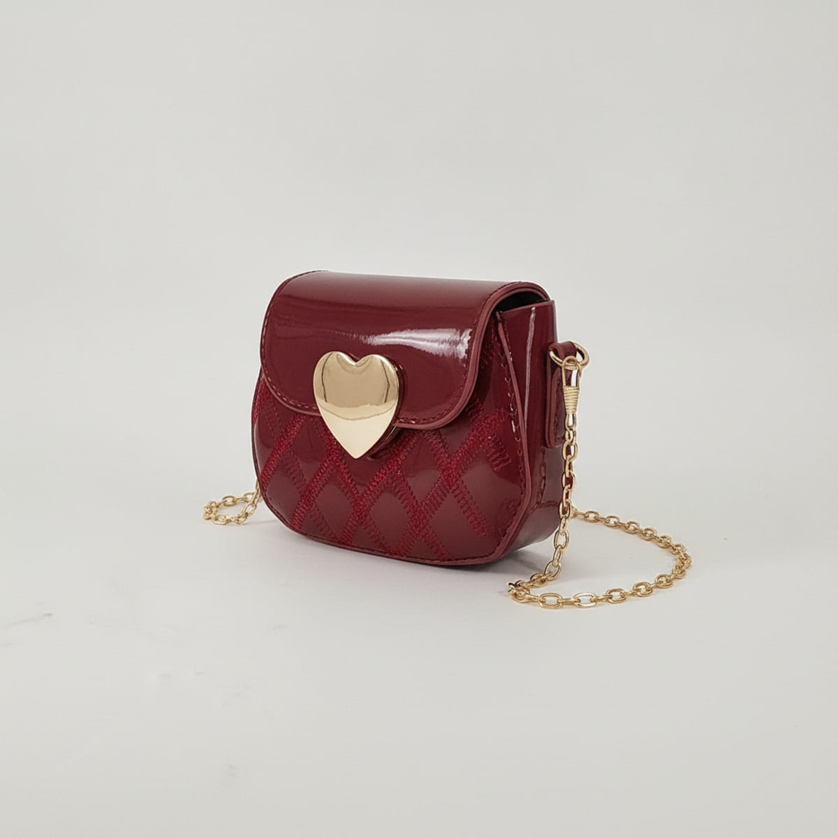 Shiny bag with metallic heart - Red