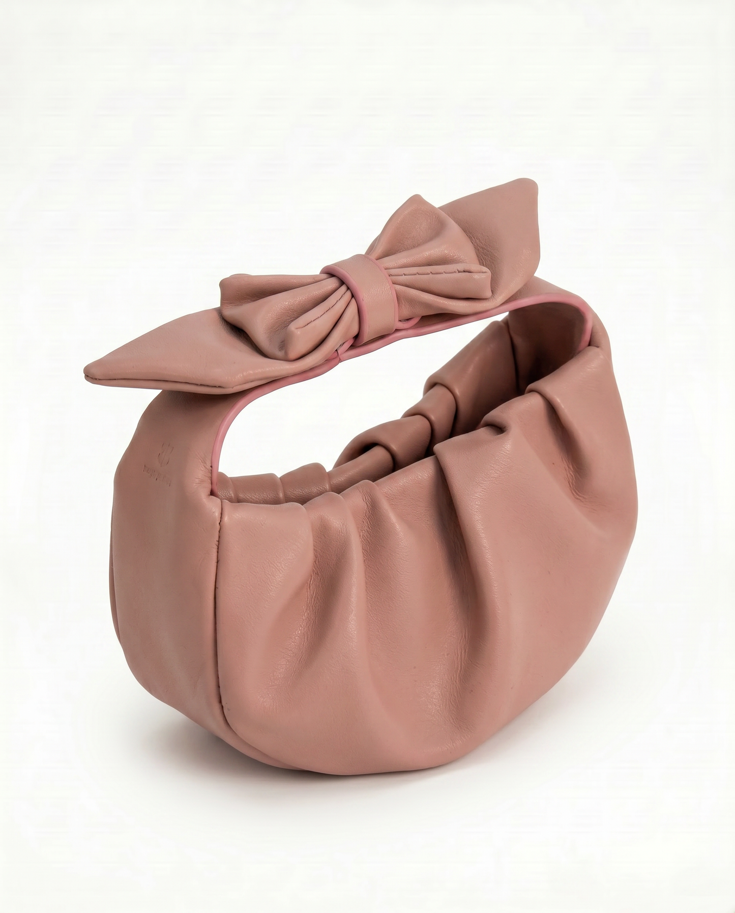 Borsetta arricciata con fiocco grande - Rosa