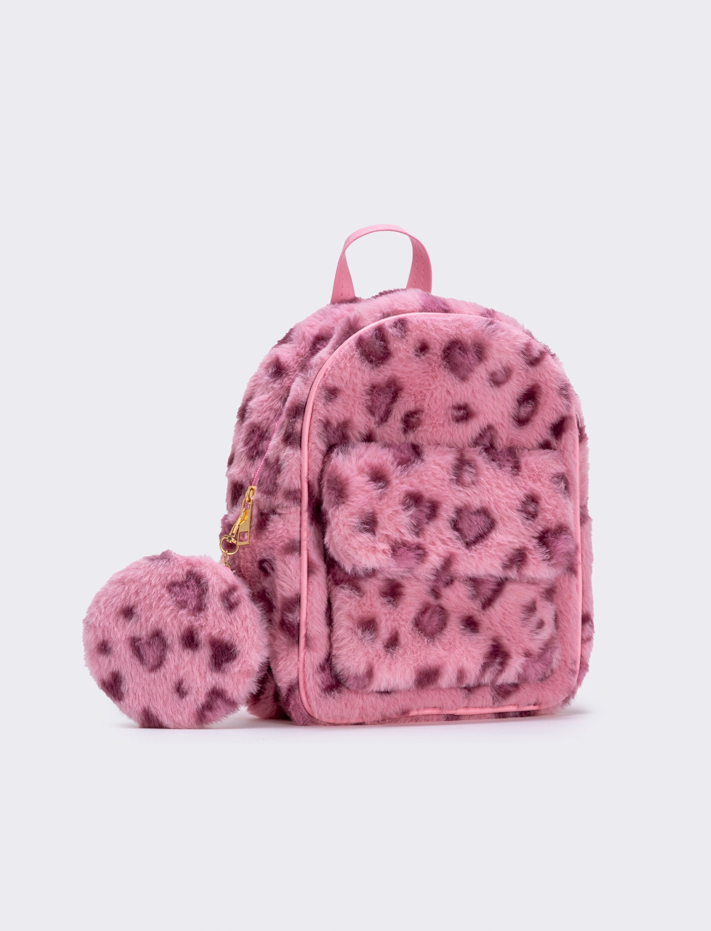 Leopard print faux fur backpack - Pink