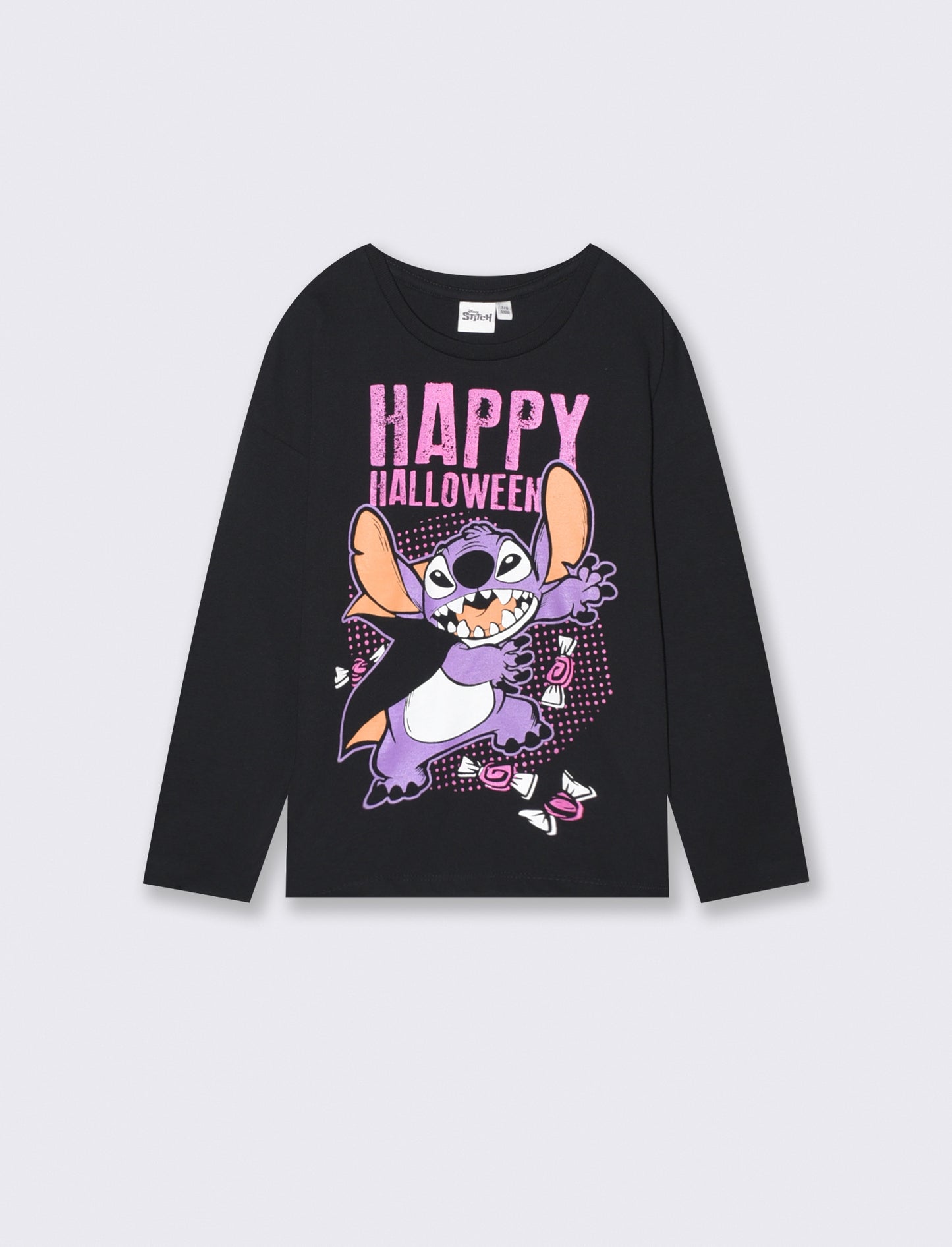 T-shirt manica lunga Halloween Stitch Disney - Nero
