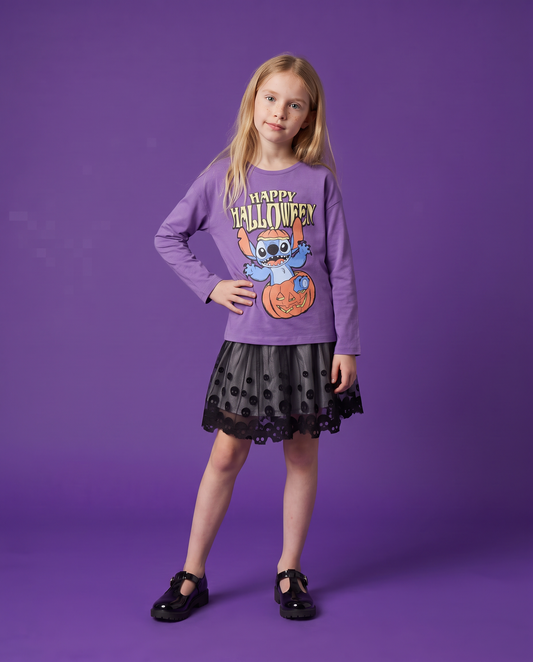 Long Sleeve Halloween Stitch Disney T-shirt - Purple