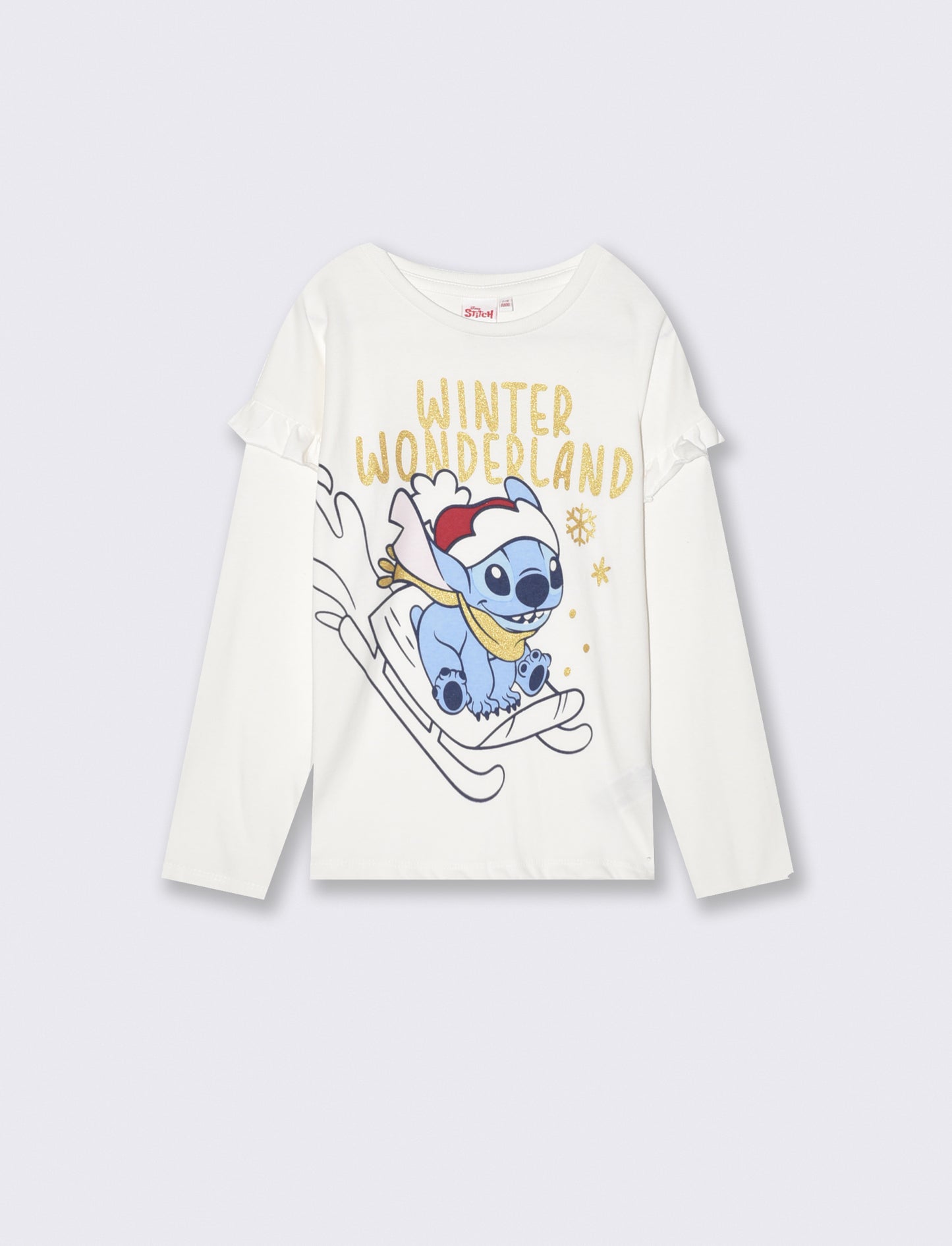T-shirt Disney Stitch manica lunga natalizia - Bianco