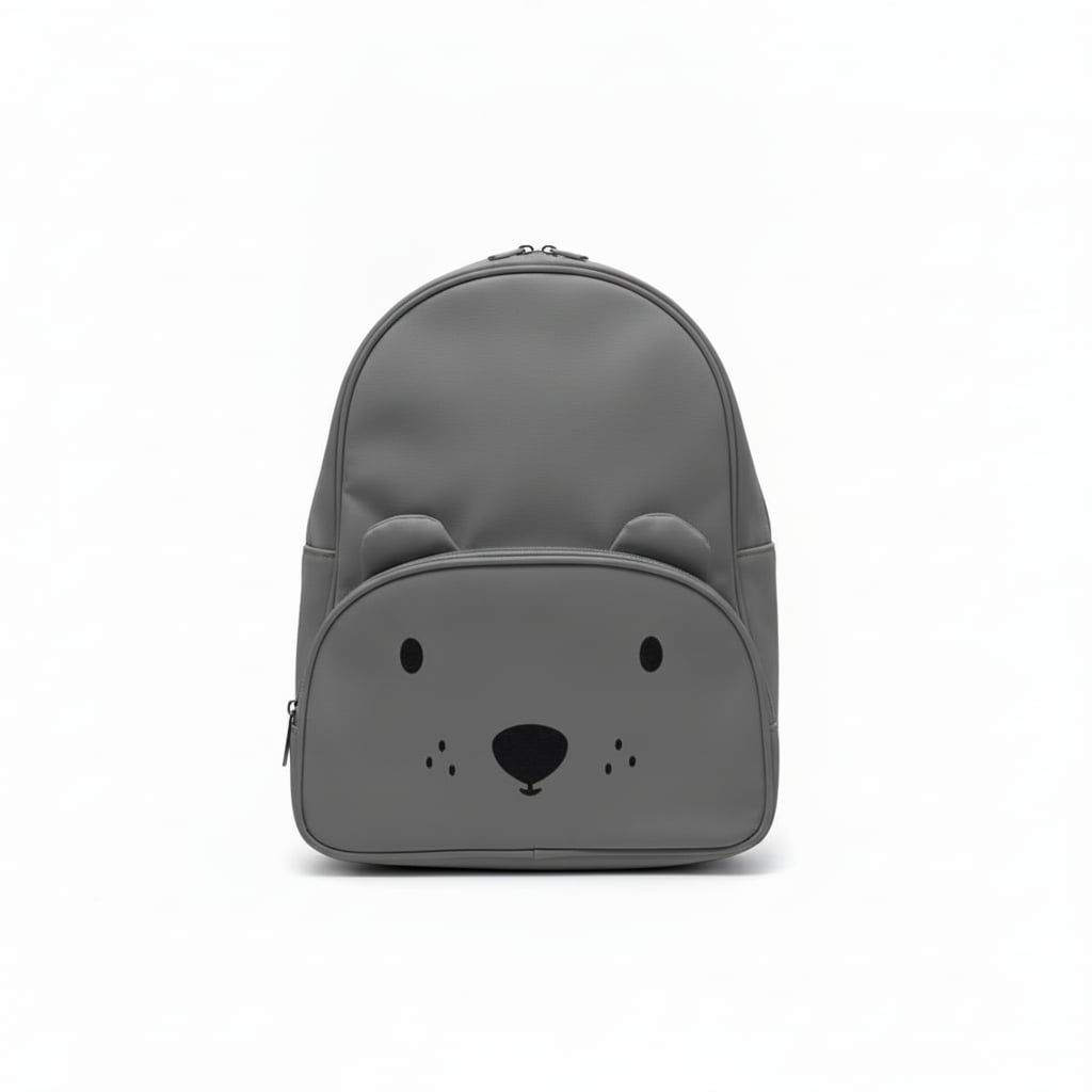 Zainetto nylon con orsetto per bambini - Grigio