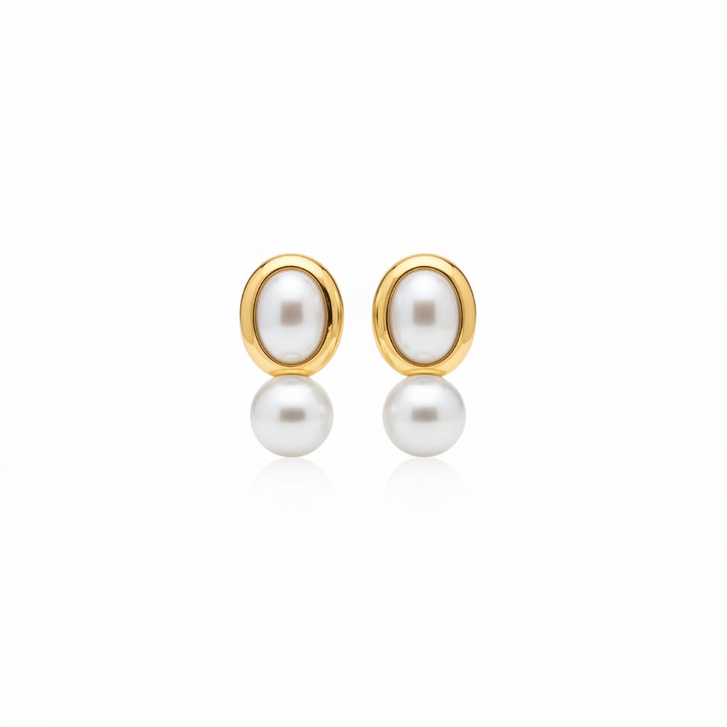 Orecchini a bottone con eleganti perle - Oro