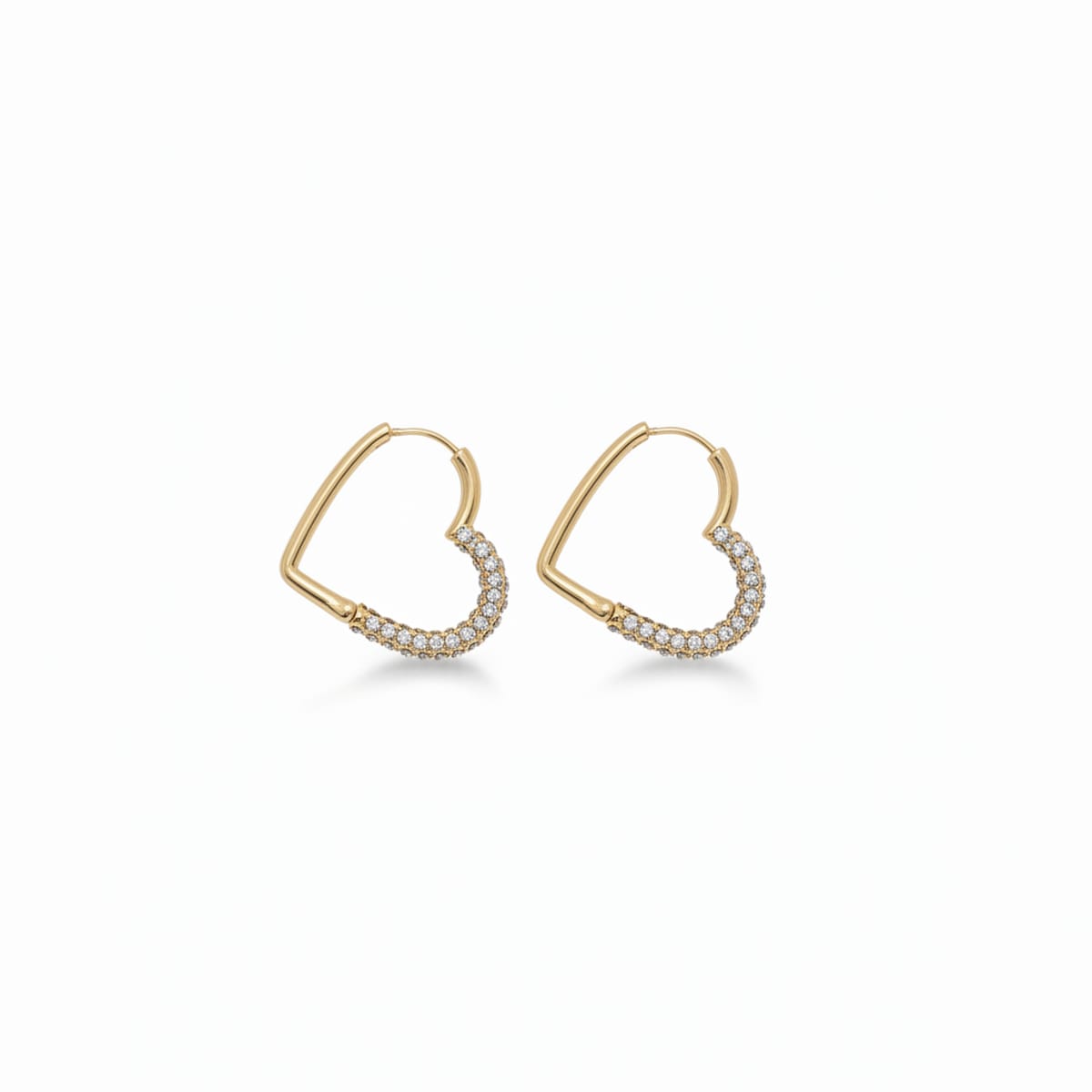 Orecchini cuore con strass eleganti - Oro